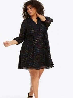 Draper James Kellie Babydoll Dress Shimmer Rainbow Dot